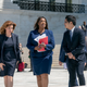 New York City Census Director Julie Menin, New York State Attorney General Letitia James, and Dale Ho, an attorney for the American Civil Liberties Union, leave after the Supreme Court heard arguments over the Trump administration’s plan to ask about citizenship on the 2020 census, in Washington, April 23, 2019. Opponents, like Menin, James and Ho, say adding the question would discourage many immigrants from being counted, leading to an inaccurate count.